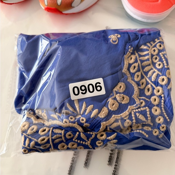 Fig & Flower Blue/Brown Embroidery 3/4 Sleeve Blouse Tunic Top Boho Sz Small - Picture 10 of 10